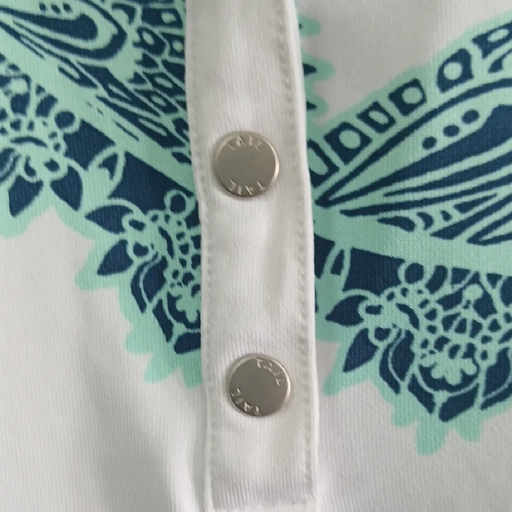 Tail Women's Sleeveless Polo Top - White and Blue - Picture 5 of 6